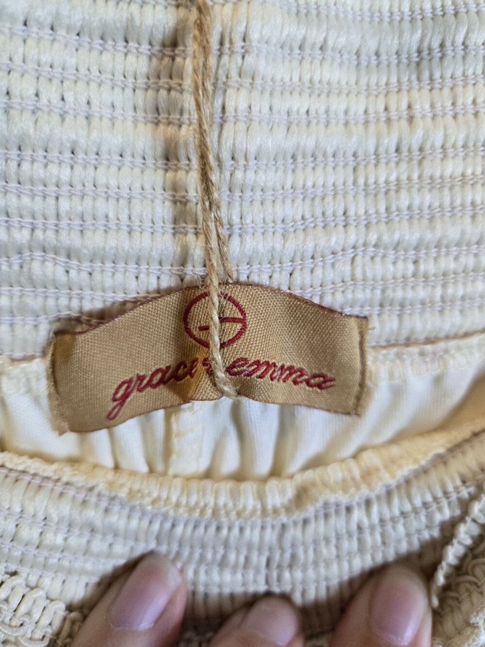 Grace & Emma Crochet Lace Shorts XL Cream Boho Lined Pull On Festival - Picture 3 of 10